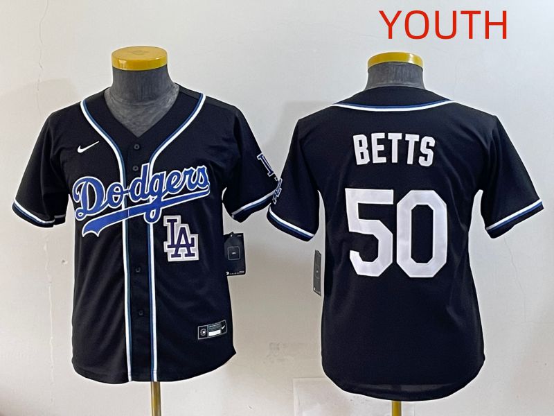 Youth 2025 Los Angeles Dodgers 50 Betts Black Three generations Fashion Nike MLB Jersey style 12